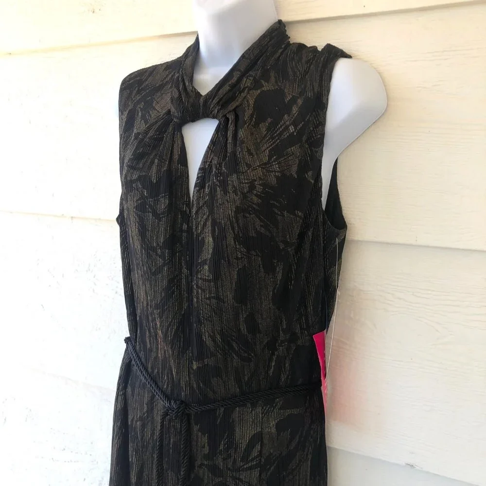 NWT! Tahari Size 10 Beautiful Sleeveless Black/ Gold Jumpsuit - Picture 12 of 16